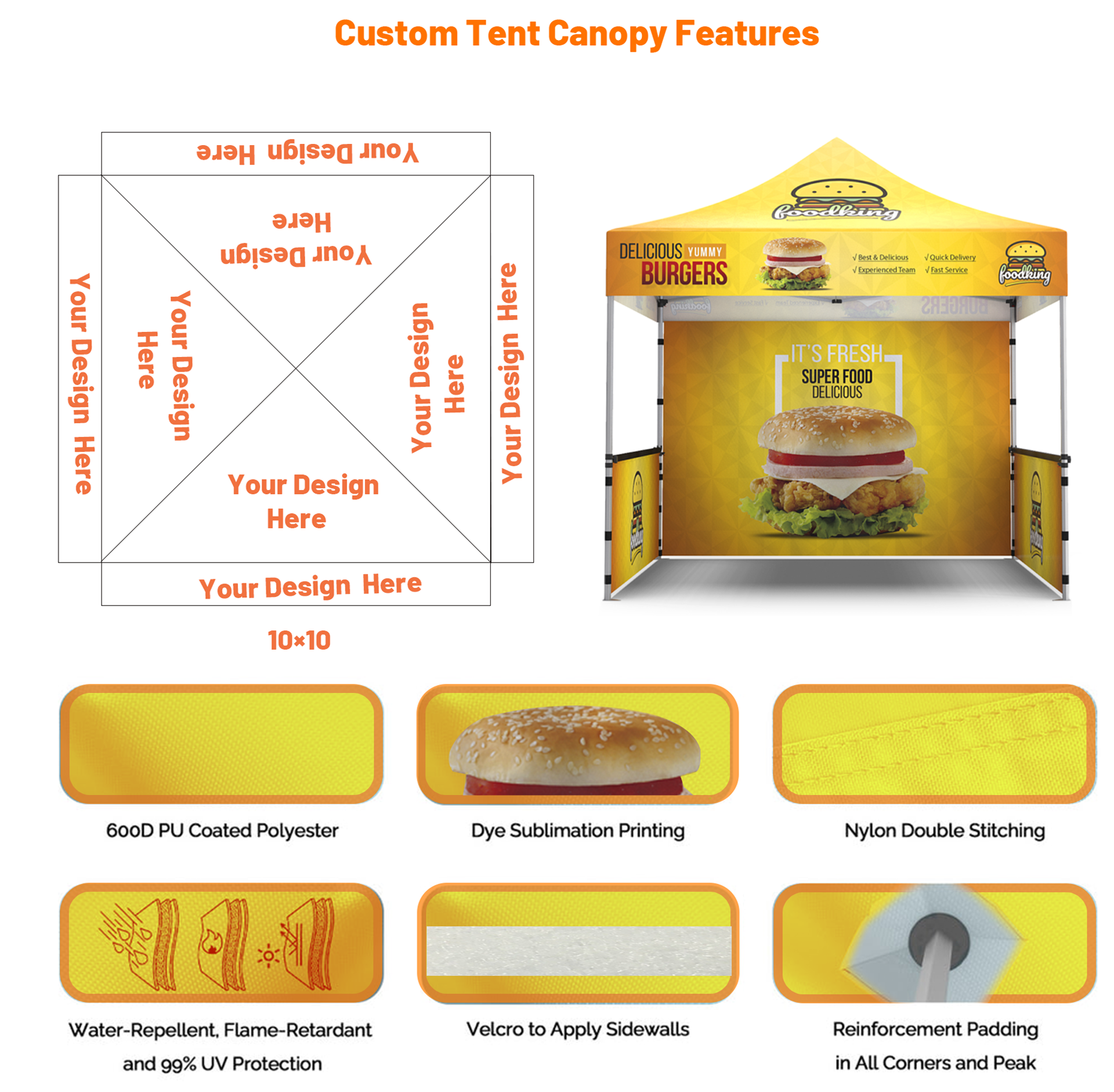 10x10ft Heavy Duty Canopy Tents