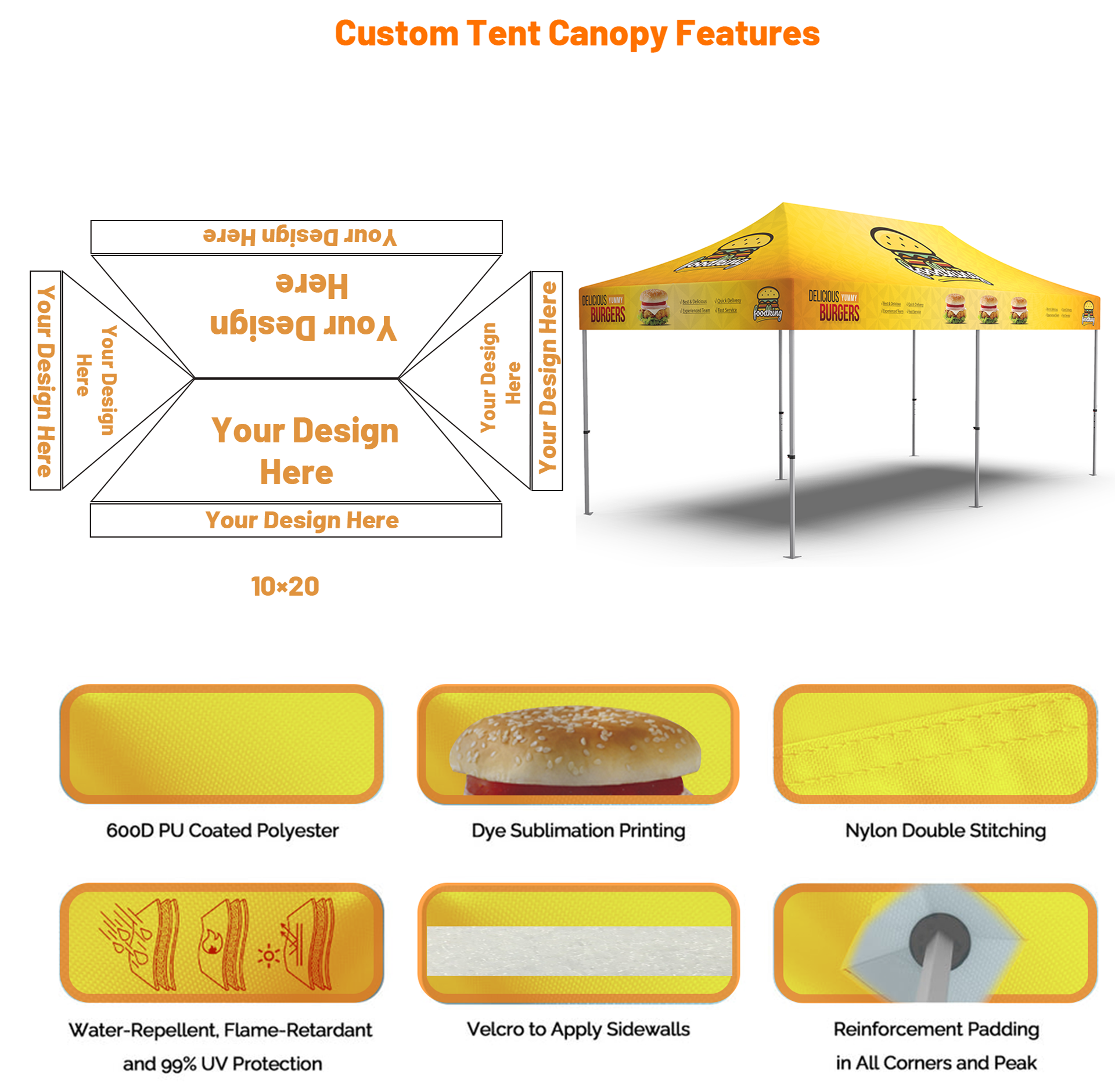 10X20Ft Custom Tent Canopy | Pop Up Tents