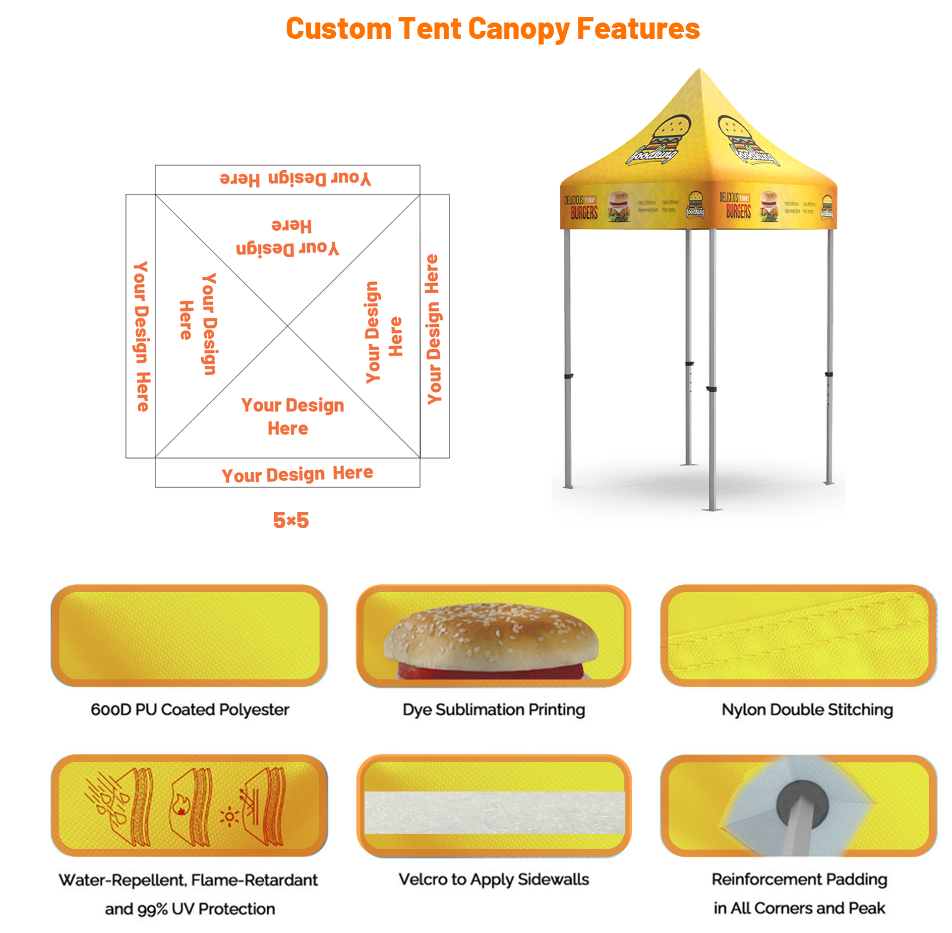 Canopy 5X5Ft Dye Sublimated Print Canopy