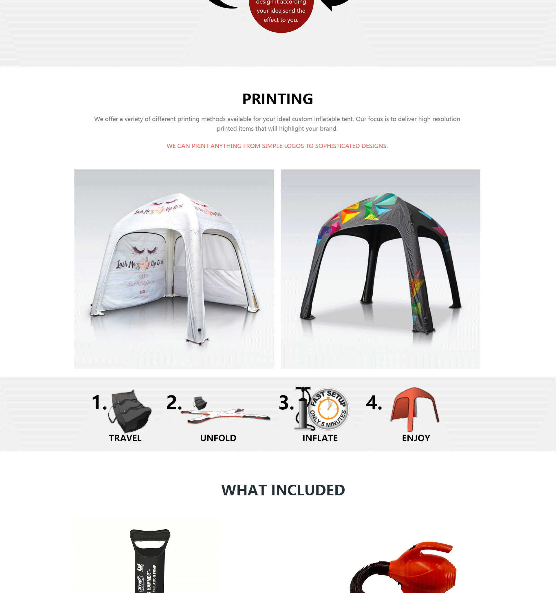 Custom ECLIPSE Tent design with inflatable features