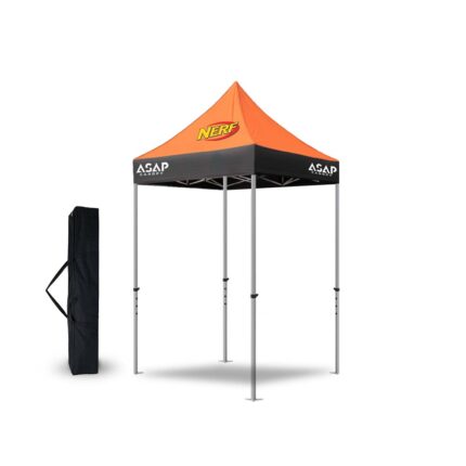 A compact and durable 5x5foot canopy tent set up at an outdoor event Custom Pop Up Tent Canopy5x5ft Dye Sublimated Print Canopy