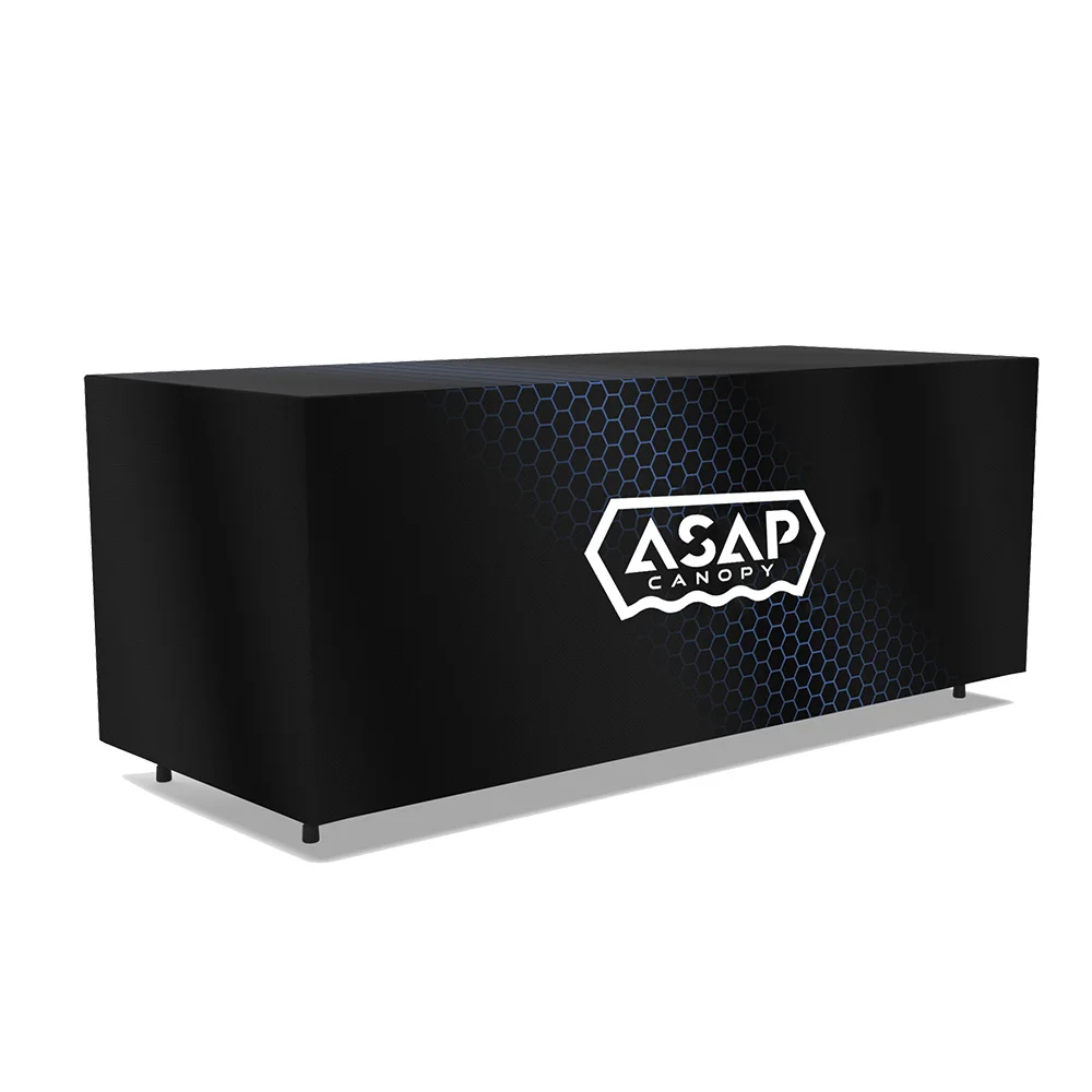 A 6ft table cover, a sleek and professional addition to your event setup.