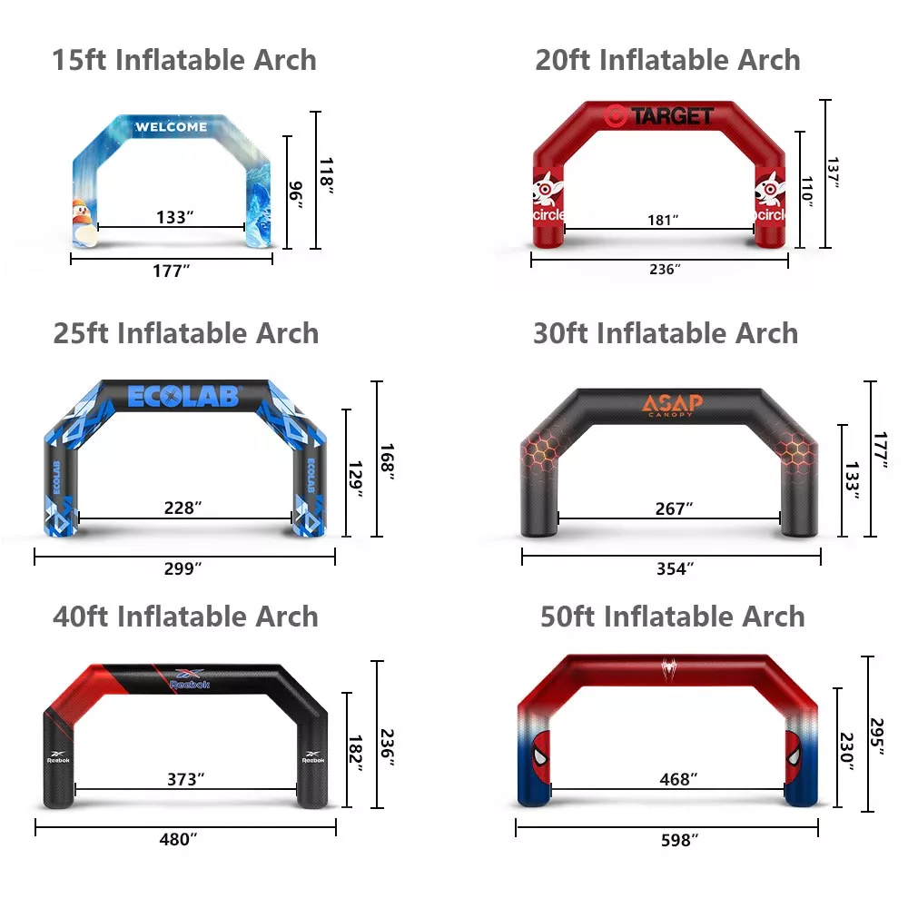 Standard Shape Inflatable Arch Dimensions Instructions