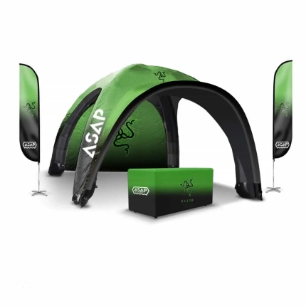 Feather Flags + 1 pc Canopy Wall + Table Cover + 10x10ft Inflatable Air Tents With Awning
