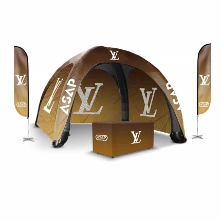 3 pcs Canopy Wall + Feather Flags + Table Cover + 10x10ft Inflatable Dome Tent With logo