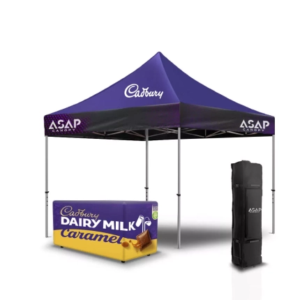 Heavy Duty 10X10 Canopy With 1Pc 6Ft Fully Printed Branded Table Cover