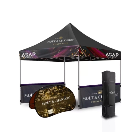 Heavy Duty 10X10 Canopy With 2Pcs 10′ X 3′ Canopy Skirts+Horizontal Pop Up Banner