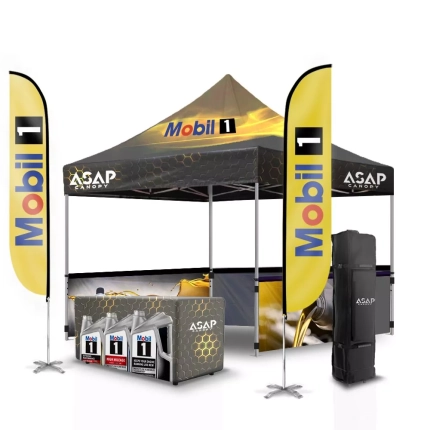 Heavy Duty 10X10 Canopy With 3Pcs 10′ X 3′ Canopy Skirts+2Pcs 10′ X 3′ Sidewalls+6Ft Table Cover+ 2Pcs 13Ft Flag