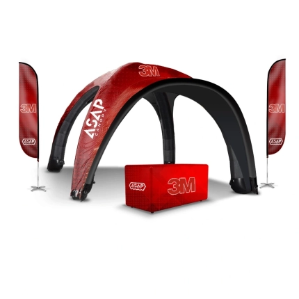 Table Cover + Feather Flags + 23x23ft Inflatable Tent Ultraportable With Awning
