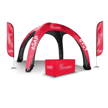 Feather Flags + Table Cover + 23x23ft Custom Inflatable Tents