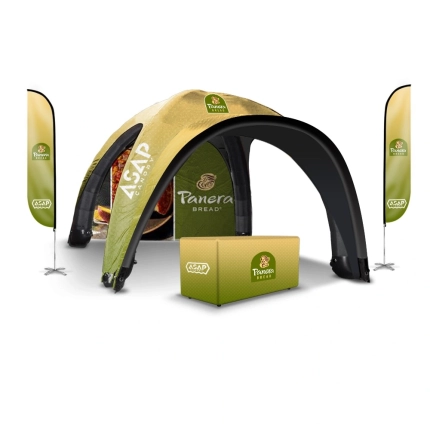Feather Flags + 1 pc Canopy Wall + Table Cover + 26x26ft Inflatable Canopies With Awning