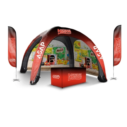 Table Cover + Feather Flags + 2 pcs Canopy Wall + 26x26ft Inflatable Tent For Events